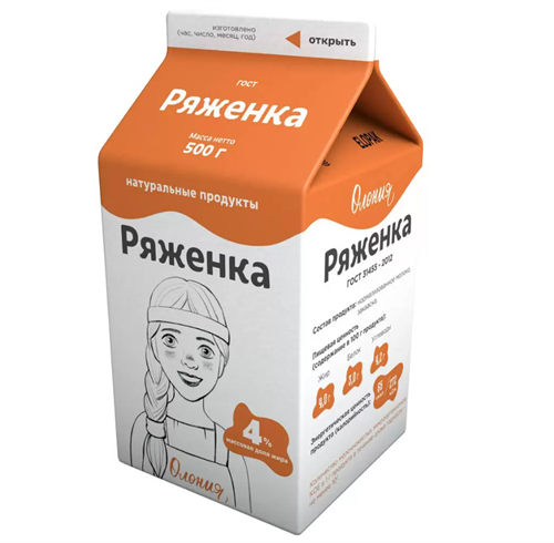 Ряженка 4% Олония тетра-рекс 500г БЗМЖ - фото 20840