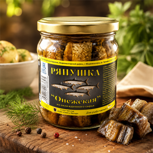 Ряпушка Онежская отборная, копченая в масле 500г - фото 24188