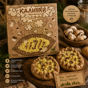 Калитки картофельные с грибами 400г Карельские рецепты
